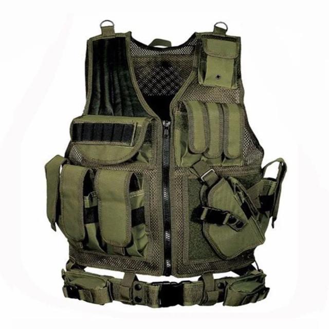 Colete Tático Multi-Bolso para Homens - Armadura de Combate para Airsoft, Caça e Paintball