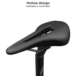 Selim de bicicleta respirável oco design couro do plutônio macio e confortável assento mtb mountain road bicicleta almofada de uma peça peças de ciclismo - Image 4