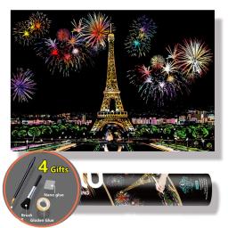 Carretel extra grande 75*52cm magic scratch arte artesanato mundo paisagem raspagem pinturas de papel adulto brinquedos crianças brinquedos - Image 3