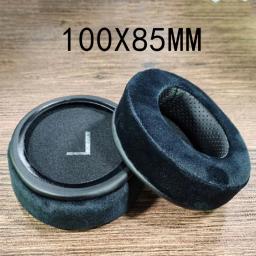 Almofadas de orelha 90x70mm 100x80mm da espuma da memória da tela de veludo para akg para hifiman para ath para philips ou ath m50x hyperx fones de ouvido preto - Image 4