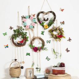 1pc 10/15/20/25/30cm rattan anel grinalda diy flores artificiais guirlanda flor seca quadro para decoração de natal casa - Image 2