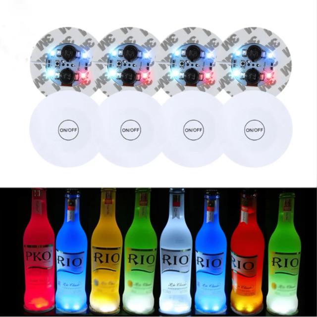 Descanso para Copo de Garrafa LED - Adesivos Decorativos Leves para Festivais, Boates e Festas, Ideal para Vasos e Peças Decorativas