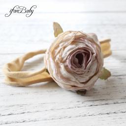 Decoração artificial artesanato queimado tecido flor em náilon elástico hairband flor bandana para crianças menina acessórios de cabelo - Image 1