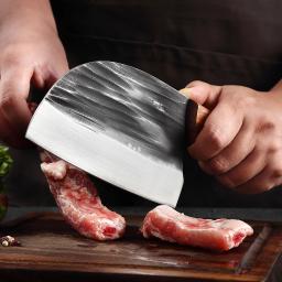 Faca de cozinha artesanal com cabo de madeira Wenge, alto carbono, aço folheado, super afiado, corte de açougue, Nakiri, carne, peixe - Image 6