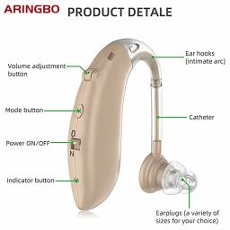 Aparelho auditivo recarregável com carregador, Aparelho de ouvido médico, Tom ajustável, controle de Volume, equipamentos surdos, idosos, Bluetooth - Image 6