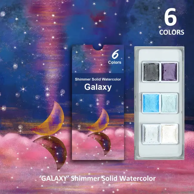 Conjunto de Pintura em Aquarela Metálica Glitter - 6/12 Cores para Arte e Papelaria