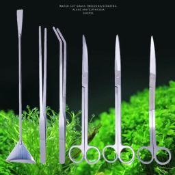 Aço inoxidável Kit Aquário Tanque de Ferramentas, Pinças Longas, Tesoura, Produto Pet, Plantas Aquáticas, Aquascaping, Fish Tank, 1, 2, 3, 4, 5Pcs - Image 1