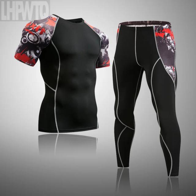 Conjunto Masculino de Roupas de Compressão para Corrida e Academia - Ideal para Fitness e MMA