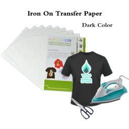 Folhas de papel de impressão de transferência térmica de calor personalizadas tamanho a4 ferro-no escuro da camisa de t do inkjet imprimível no papel das transferências - Image 3