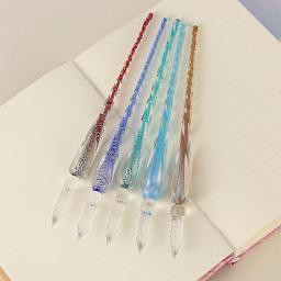 Handmade 3D Vidro Diy Pen, Crystal Pen Holder, Tubo de Luz, Caligrafia Cheia de Tinta, 1 - Image 1