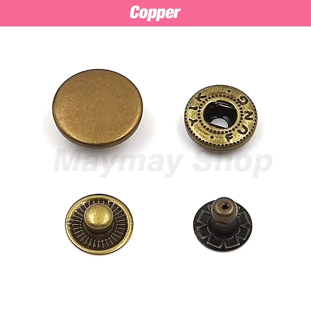 50 conjuntos 655/633/831 prendedores de pressão de metal snaps botão de imprensa botões de costura para roupas diy sacos de vestuário sapatos leathercraft - Image 1