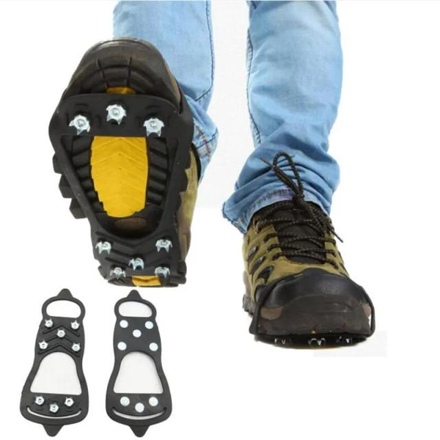 Crampons Profissionais com 8 Pinos Antiderrapantes para Escalada em Neve e Gelo - Equipamentos de Inverno para Caminhadas e Acampamentos ao Ar Livre