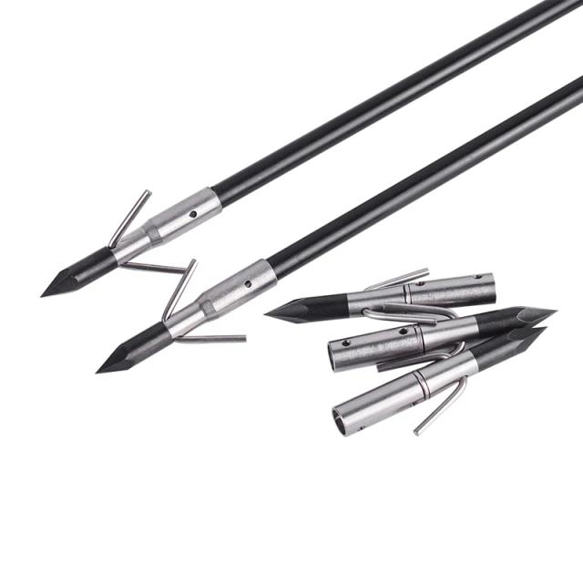 Flechas de Pesca Tipo Flecha com Diâmetro de 8mm e Pontas Substituíveis - Acessórios Essenciais para Arqueria e Caça ao Ar Livre