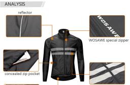 WOSAWE-Reflexivo Alta Visibilidade Ciclismo Jacket, Jersey MultiFunction, Estrada MTB bicicleta Windproof Quick Dry Rain Coat, Windbreaker - Image 4
