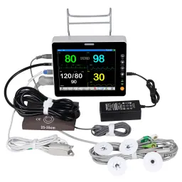 Paciente monitor animal humano veterinário portátil 6 parâmetro 8 "sinal vital paciente monitor ecg nibp resp spo2 pr temp - Image 1