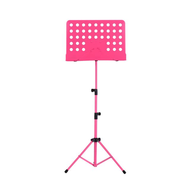 Suporte de Metal Portátil Destacável para Instrumentos Musicais em Preto e Rosa - Ideal para Piano, Violino e Guitarra