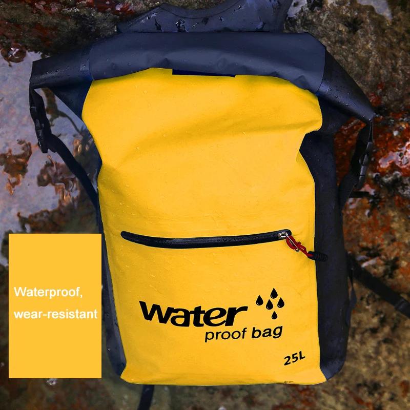 Mochila seca ao ar livre saco impermeável, mochila seca, saco flutuante, sacos de armazenamento para passeios de barco, pesca, rafting, natação, caiaque, balde, 25L - Image 1