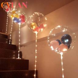 Cyuan-1 conjunto de balões led com suporte, luminoso, transparente, com coluna, luzes led, decoração de festas de aniversário, casamento - Image 2