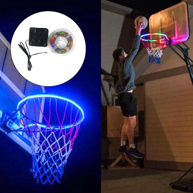 Lâmpada LED Solar RGB com Sensor para Cesta de Basquete - Iluminação Brilhante e Colorida para Treinamento ao Ar Livre