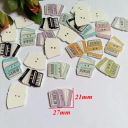 50 peças misturadas instrumentos musicais 2 furos botões de madeira natural decorativo scrapbooking acessórios de costura para artesanato - Image 4
