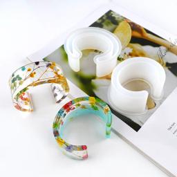 1pc semi-abertura seco flor resina epóxi molde c-em forma de pulseira molde de silicone europeu para fazer jóias diy artesanato ferramentas - Image 1