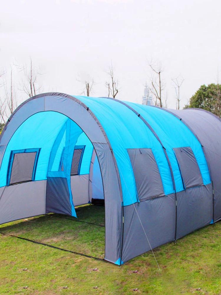 Grande barraca de acampamento para a família, impermeável fibra de vidro pólo, túnel familiar, equipamento da tenda ao ar livre, montanhismo partido, 10 pessoas, 5-8 pessoas - Image 1