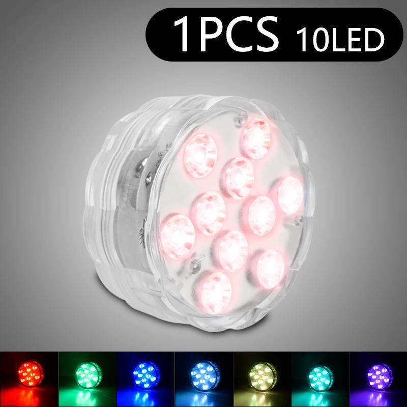 Luz de piscina com controle remoto, 10LED, RGB, Dive Fish Light, lâmpada subaquática, portátil a pilhas para aquário de vasos - Image 1