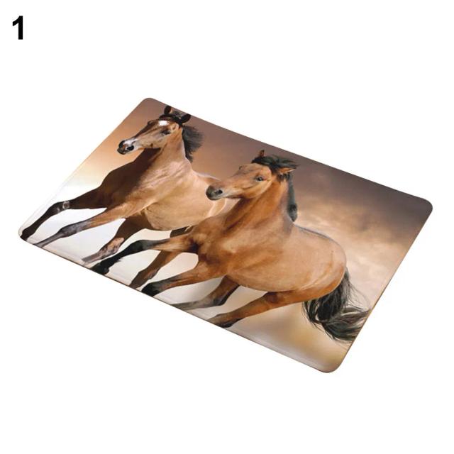Tapete de Flanela Antiderrapante com Design de Cavalo Correndo para Entrada e Cozinha - 40x60cm Decorativo