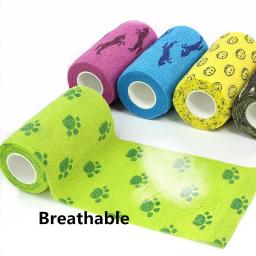 Bandagem médica respirável para animais de estimação, fita adesiva elástica para cuidados com a saúde de cachorro e gato, 1 rolo - Image 4