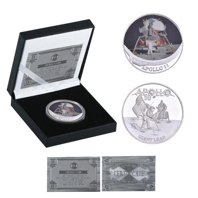 Coleção de Moedas de Prata do Aniversário do Apollo 11 com Caixa de Presente para Colecionadores