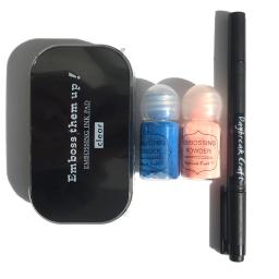 Cor de cristal rosa e azul pintura de gravação em pó com canetas de alto relevo transparente pegajosa almofada de tinta - Image 1