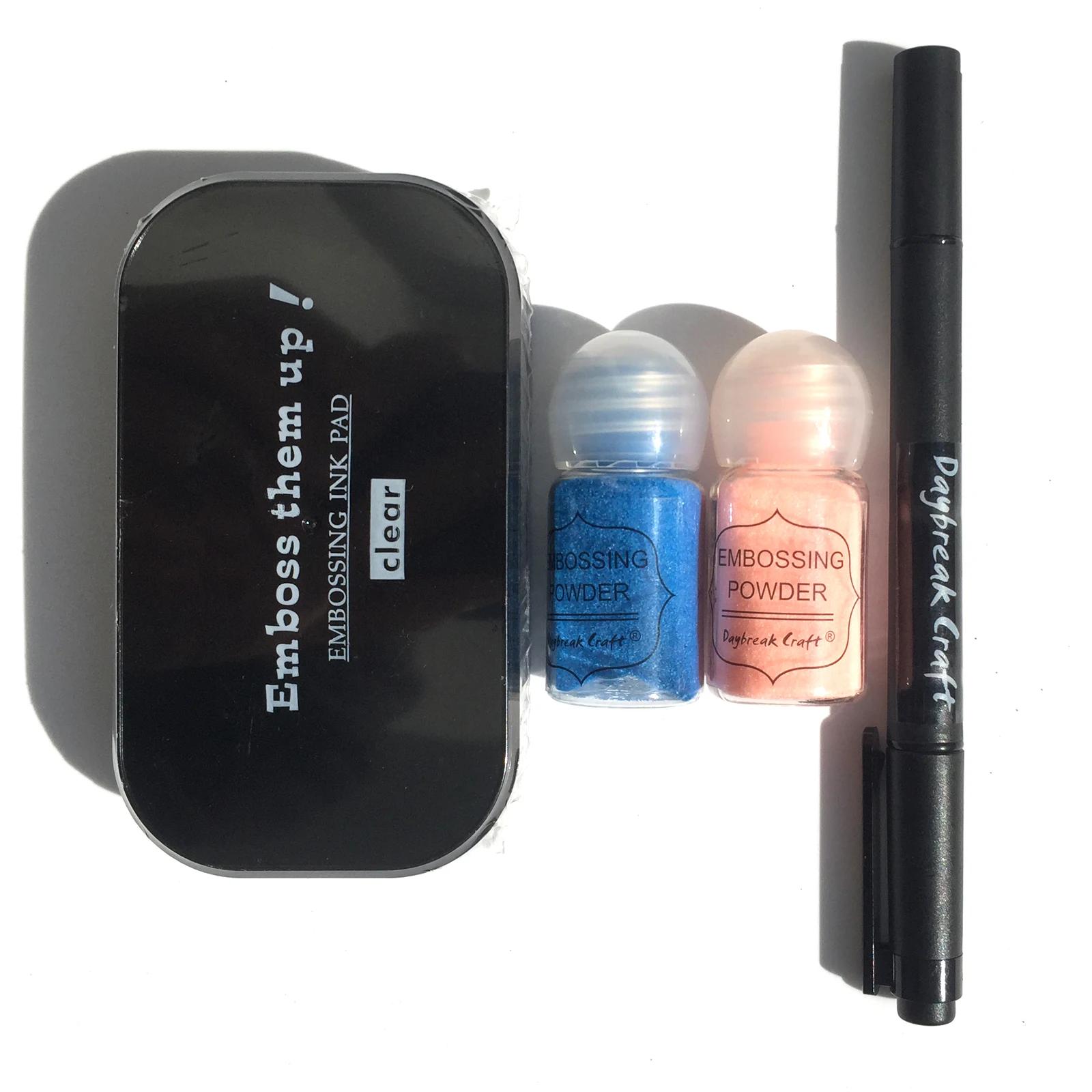 Cor de cristal rosa e azul pintura de gravação em pó com canetas de alto relevo transparente pegajosa almofada de tinta - Image 1