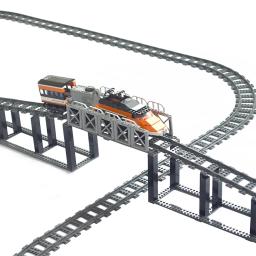 Modelo de trilho de trem da cidade em linha reta curvado macio flexível interruptor uphill faixas montadas blocos de construção diy brinquedo de construção - Image 3