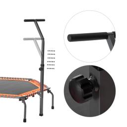 Trampolim Fitness dobrável com corrimão ajustável, corda elástica e suporte do telefone móvel, 50" - Image 2
