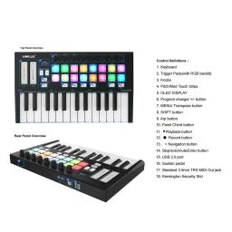 Worlde panda mini 25-key usb midi controlador de teclado usb controlador midi teclado piano & 8 rgb retroiluminado gatilho almofadas música presente - Image 2