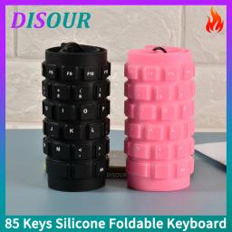 DISOUR-Teclado Dobrável de Silicone, 85 Teclas, Flexível, Portátil, Dobrável, Com Fio, Mini USB, PC, Notebook, Tablet, Laptop, Jogos - Image 1