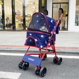 Carrinho de cachorro para animais de estimação ir para fora transporte luz viagem compras kitty poodle pequenos produtos para animais de estimação dobrável acessórios para cães - Image 5