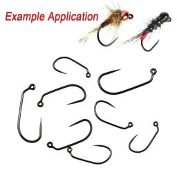 Vampfly 50 unidades10 #   12 #   14 #   16 #   18 #   60 °    Ângulo Barbless Jig Ninfa Fly Tying Truta Iscas De Pesca Mosca Molhada Amarrando Gancho - Image 6