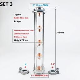 Torre de destilação od50.5 de 1.5 '(38mm) para fabricação de vinho doméstico, altura 385mm, torre de vidro de alta qualidade de 5 camadas. destilador de luar - Image 3