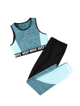 Sportswear feminino com o-pescoço e calças largas, roupas de treino de ginástica, roupas esportivas, roupas esportivas para crianças - Image 5