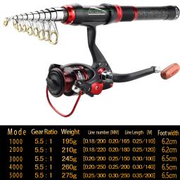 Telescópica Pesca Rod Reel Combo, Kit Completo, Engrenagem Spinning Reel, Linha Iscas, Espaço Pesca, Mini Viagem Surf, Conjunto Opcional - Image 6