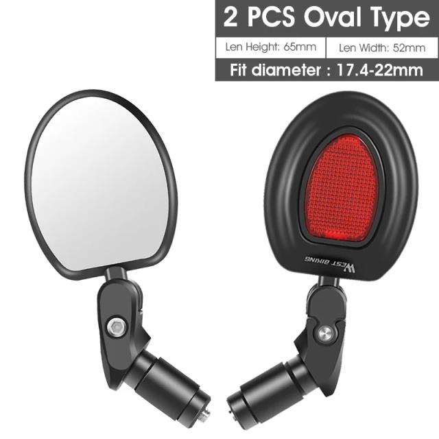 Espelho Retrovisor Ajustável para Bicicletas WEST BIKING - Segurança e Visibilidade em Ciclismo com Rotação de 360 Graus