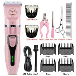 Aparador removedor de pelos de animais de estimação, tosquiador de pelo profissional para gato, baixo ruído, máquina barbeadora com exibição de bateria, recarregável - Image 1