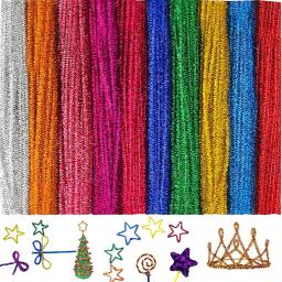 Glitter Chenille Hastes para Limpadores de Tubulação, DIY Projetos Artesanais, Fuzzy Sticks Artesanato, Artesanato Multicolor, 100Pcs - Image 1