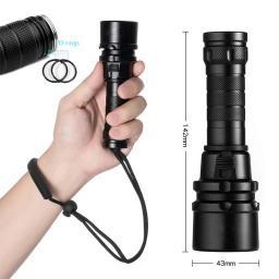 Poderoso LED Lanterna de Mergulho, Super Brilhante, T6, L2, Profissional Tocha Subaquática, IP68 Impermeável, Classificação Lâmpada, 18650 Bateria - Image 2