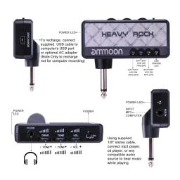 Ammoon amplificador de guitarra elétrica portátil amp mini amplificador de fone de ouvido embutido acessórios de guitarra de efeito de distorção para amplificador de guitarra - Image 3