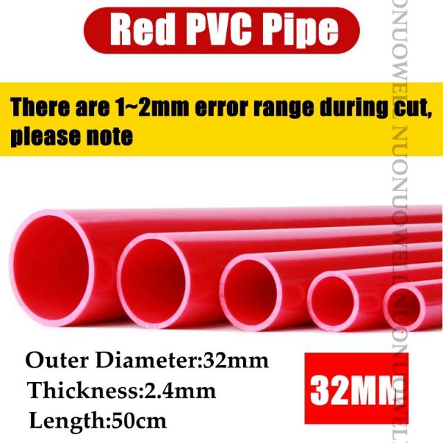 Tubulação de PVC Vermelha de 50cm para Aquário e Irrigação de Jardim - Encaixes para Abastecimento de Água com Diâmetro de 20-32mm