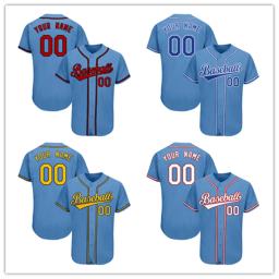 Camisa de beisebol personalizada azul, camiseta de softbol costurada com nome da equipe/número, design de atleta, roupa esportiva de alta qualidade - Image 1