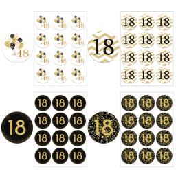 Selo adesivo adesivo para decoração de festa, feliz aniversário, rótulos de selo bar, dourado, crianças, adulto, 18 - Image 1