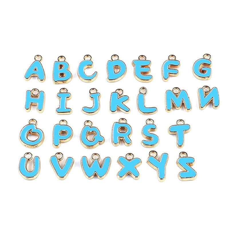 Encantos Letra Esmalte para Fazer Jóias, Letra Inicial Pingente, Pulseira e Colar DIY, 26 PCes por lote, 8mm, Alfabeto - Image 1